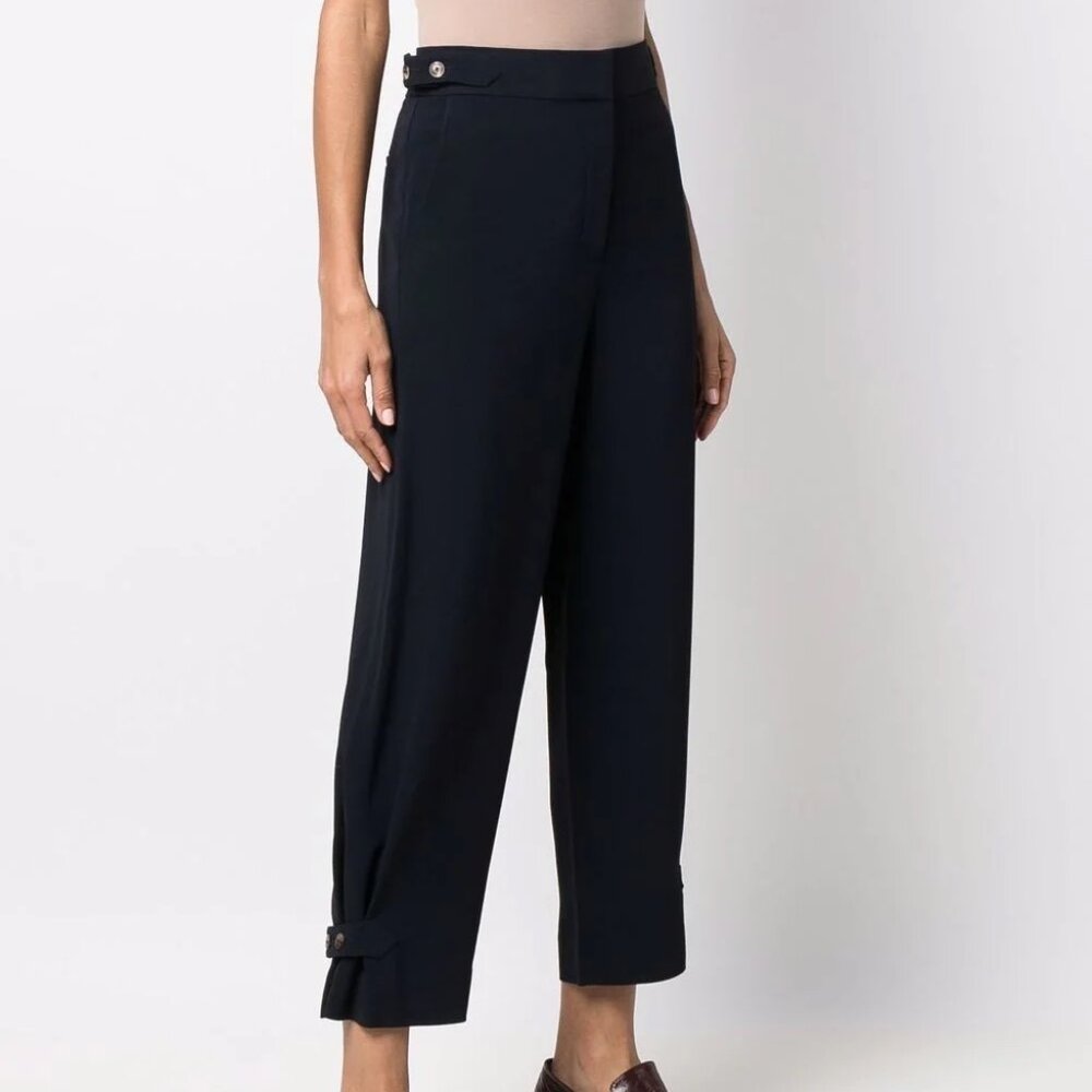 Tory Burch Crepe Cargo Pant Womens 6 Navy Crop Nautical Minimalist Quiet Luxury - Picture 3 of 16